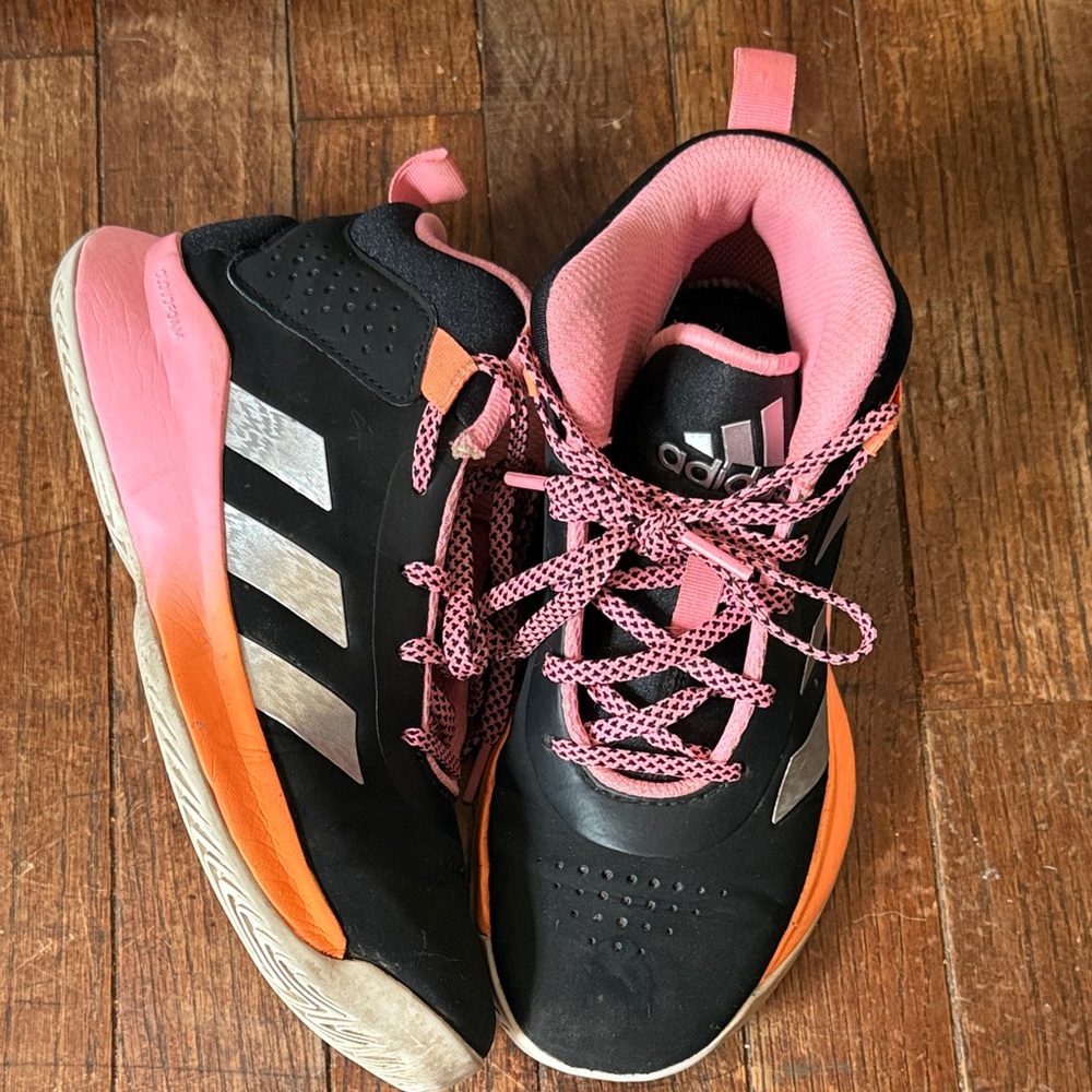 Adidas GIRLS Black and Orange Athletic Shoes SZ 3.5Y